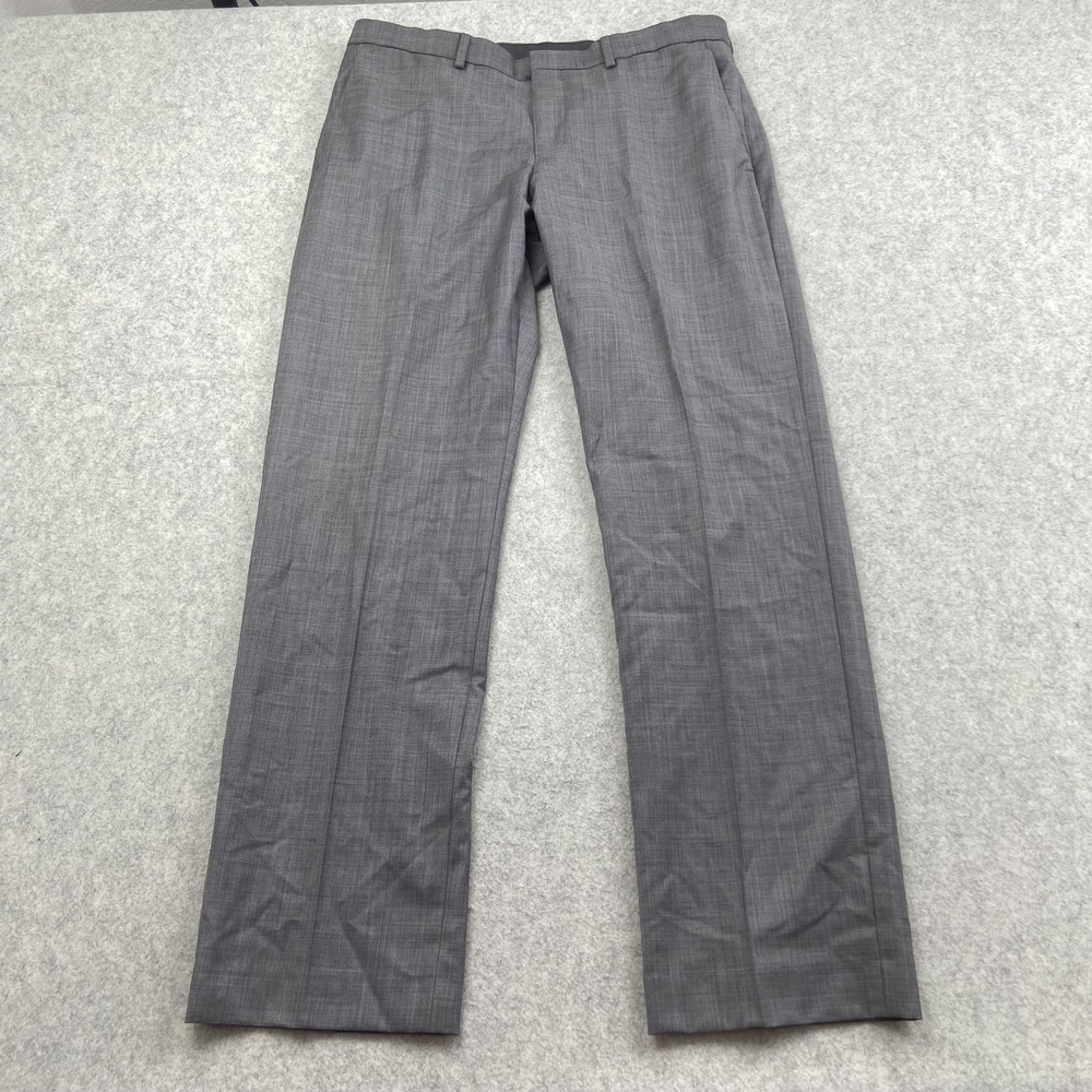 Express Producer Pants Mens 34x32 (35x31) Gray Wool Straight Dress Slacks Lined